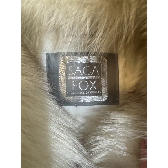 Vintage Saga Blue Fox Finland Stroller Fur Jacket White Silver Size L Beautiful! - Picture 4 of 16